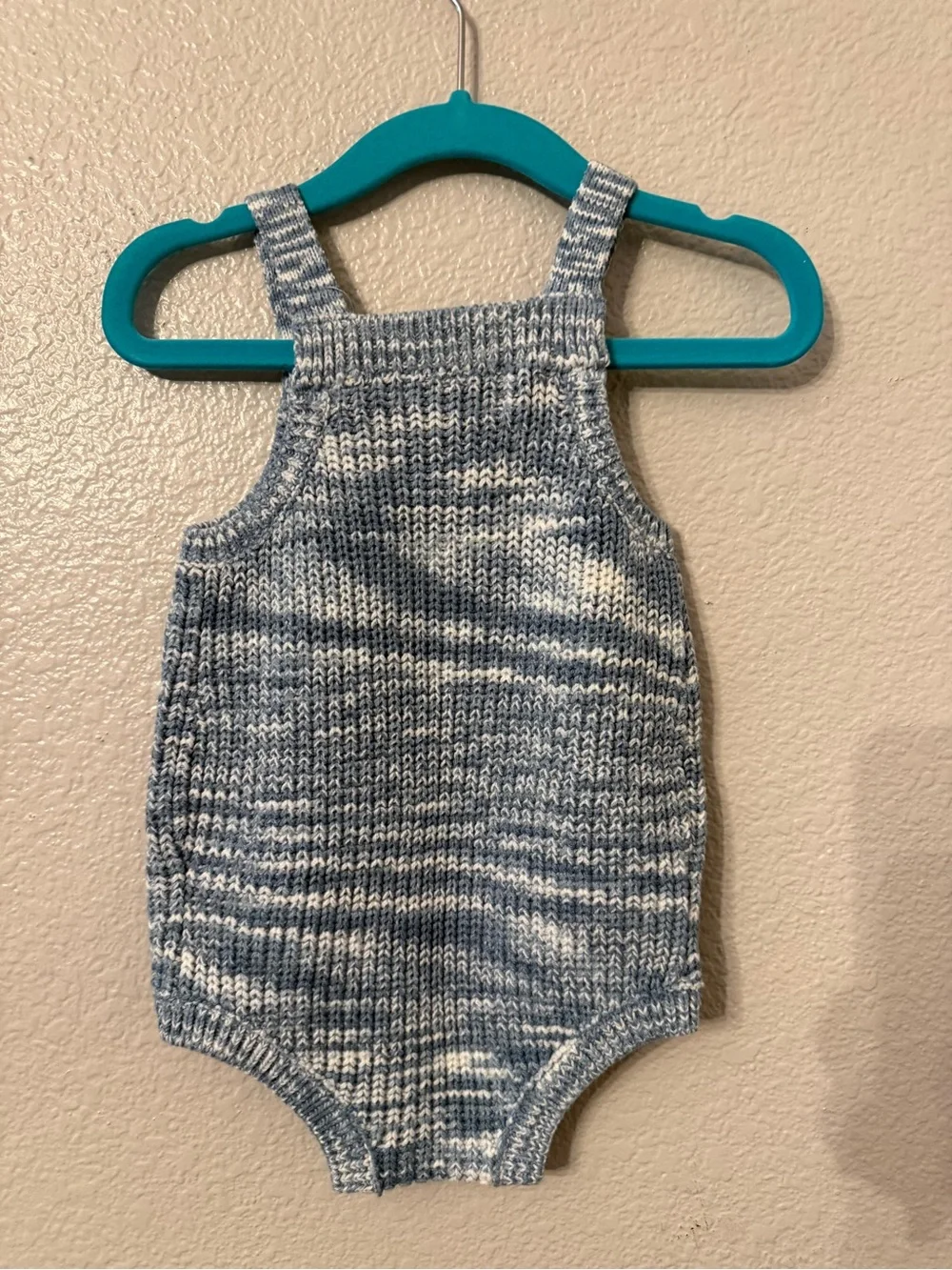Rylee + Cru Blue & White Marled Knit Romper